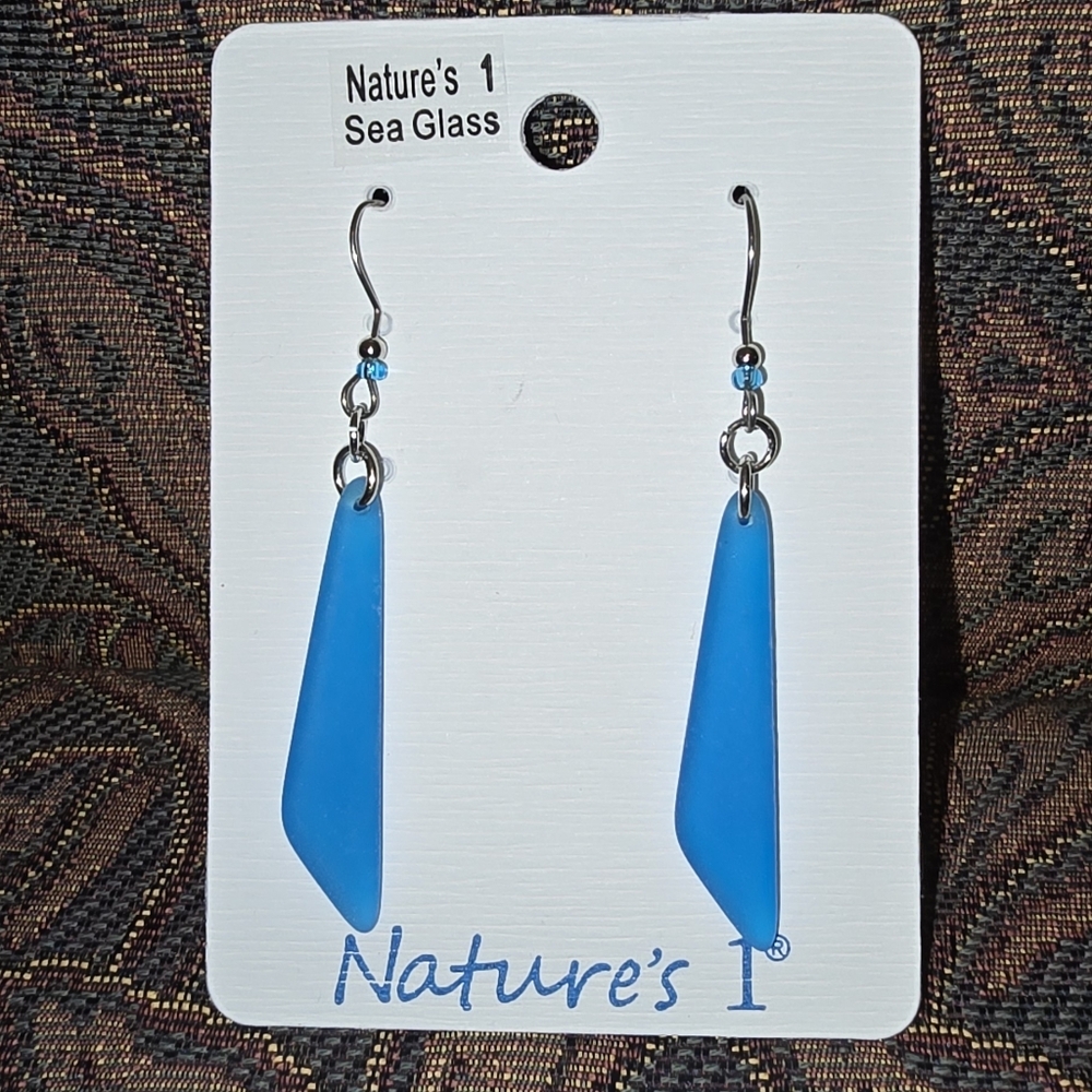 Blue Sea Glass Earrings